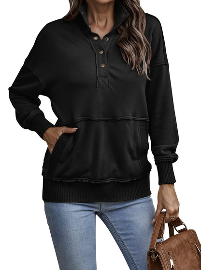 Autumn Womens Casual Button Loose Pullover Tops(Buy 2 Free Shipping)
