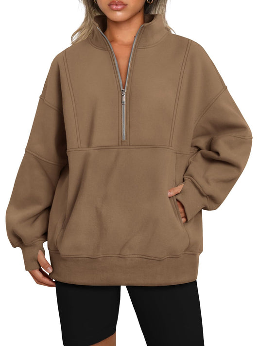 Autumn Women's Half Zip Oversized Sweatshirts with Pockerts(Buy 2 Free Shipping)