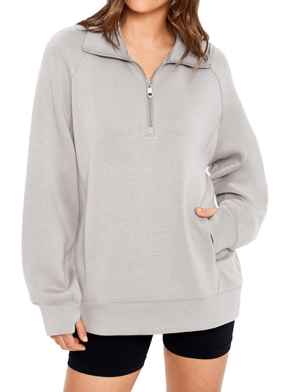 ✨Women's Half Zip Oversized Sweatshirt with Pockets