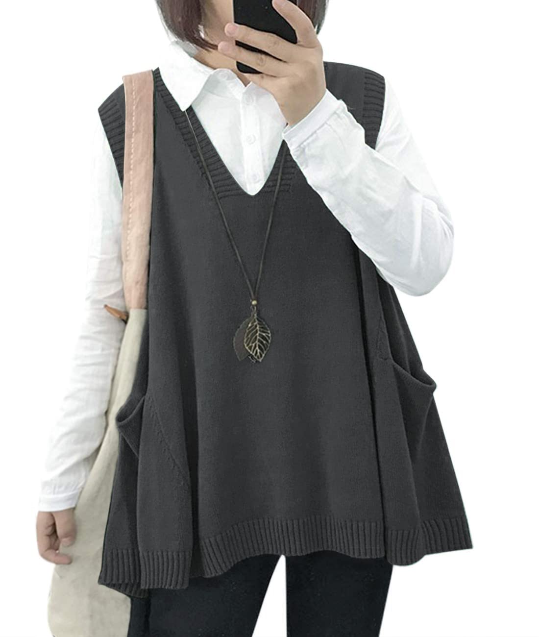 Hot Sale Women's Loose Swing Cute Oversized Knit Sweater Vest(buy 2 10% OFF)