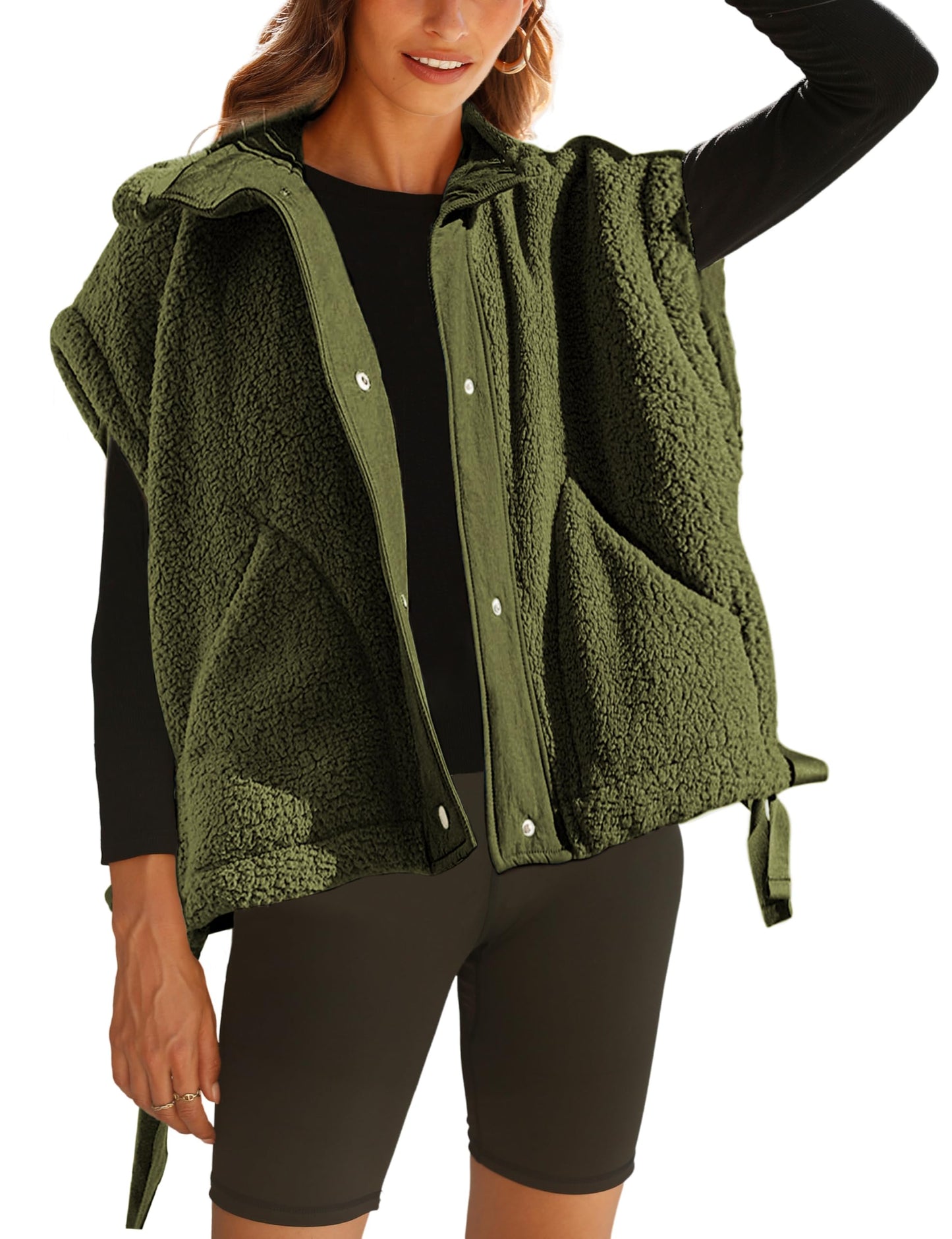 ✨Women's Fuzzy Fleece Vest Oversized Button Down Sherpa Jacket