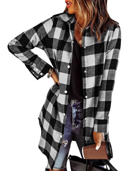 Women's Flannel Long Sleeve Plaid Button Down Shirts