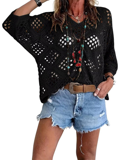 ⏰Hot Sale-Womens Bohemian-Inspired Crochet Top with V-Neck