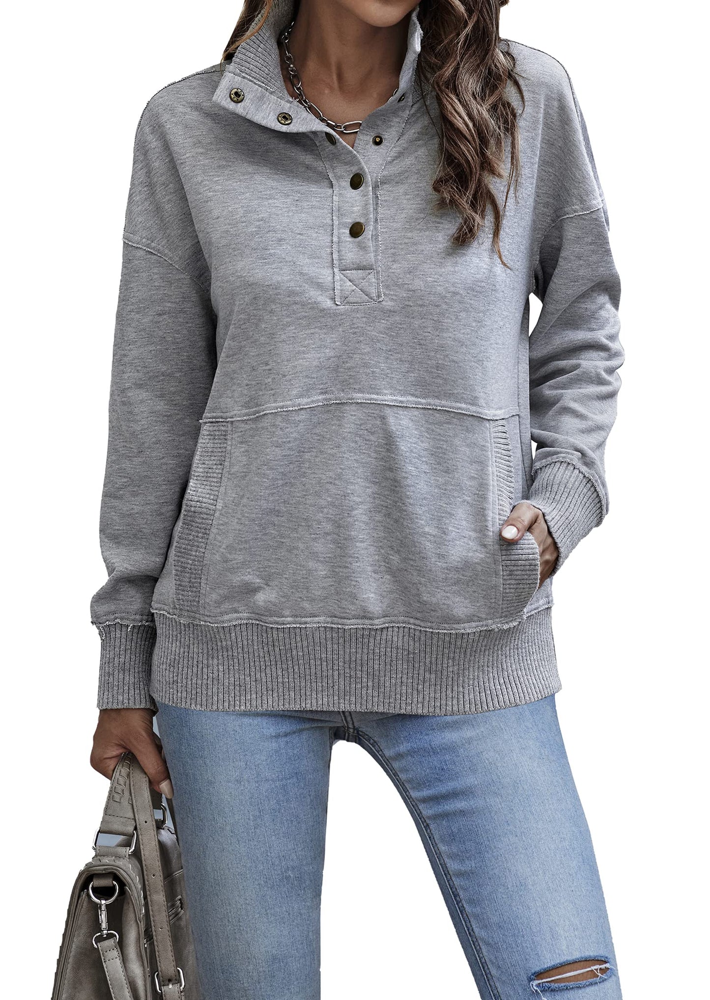 Autumn Womens Casual Button Loose Pullover Tops(Buy 2 Free Shipping)