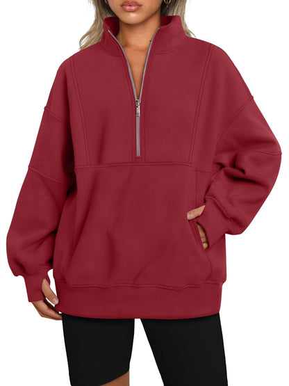 Autumn Women's Half Zip Oversized Sweatshirts with Pockerts(Buy 2 Free Shipping)