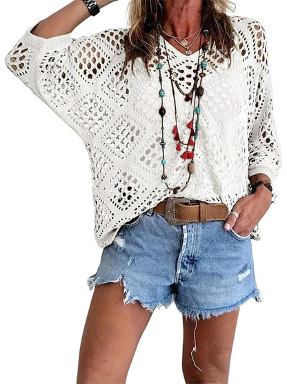 ⏰Hot Sale-Womens Bohemian-Inspired Crochet Top with V-Neck