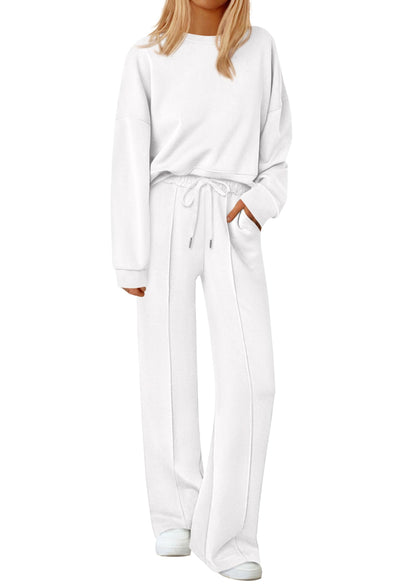 ⏰Hot Sale-Women Long Sleeve Sweatshirt Wide Leg Pants Loungewear 2 Piece Sets