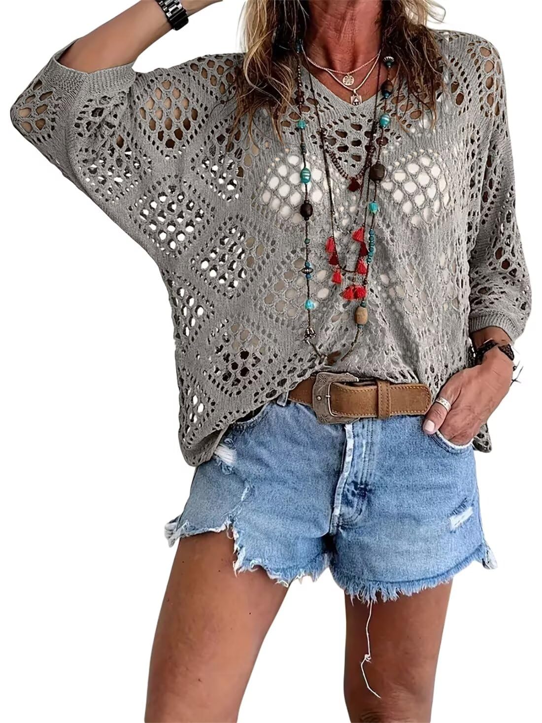 ⏰Hot Sale-Womens Bohemian-Inspired Crochet Top with V-Neck