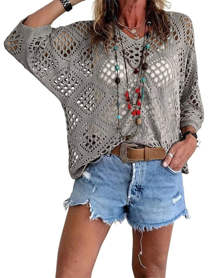 ⏰Hot Sale-Womens Bohemian-Inspired Crochet Top with V-Neck