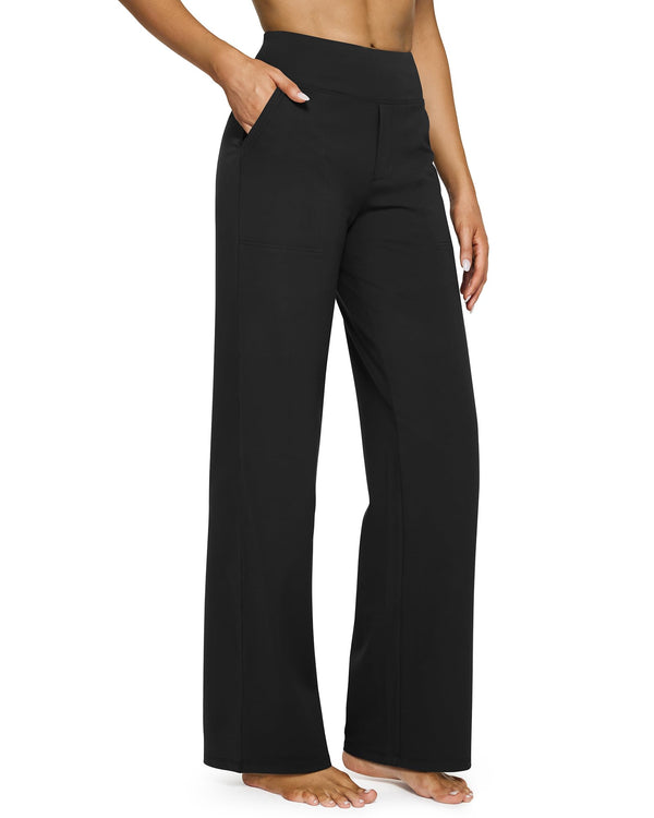 Yoga Pants Women Wide Leg High Waist Pants with Pockets