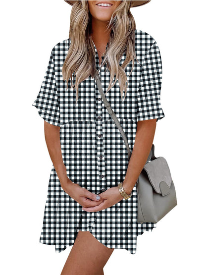 Limited time sale🔥Women's Babydoll Button Down Mini Dress with Pockets
