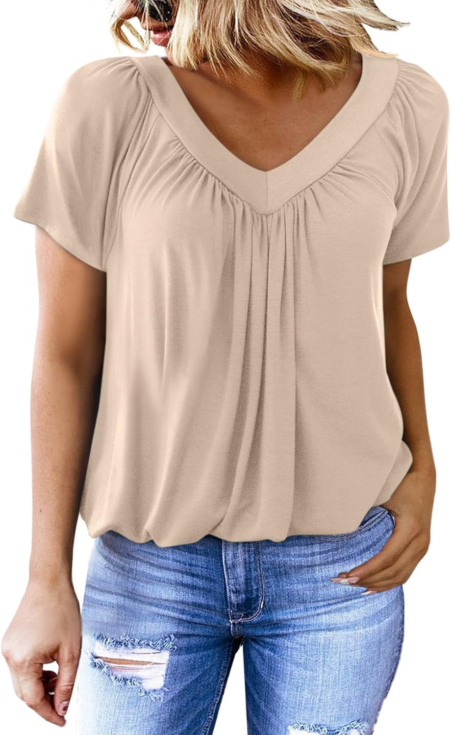 🔥Women's Casual Short Sleeve V Neck Basic T-shirts