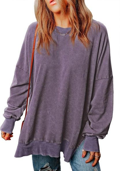 ✨Womens Casual Long Sleeve Crewneck Lightweight Pullover Tops