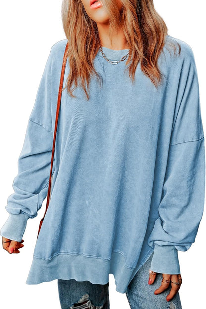 ✨Womens Casual Long Sleeve Crewneck Lightweight Pullover Tops