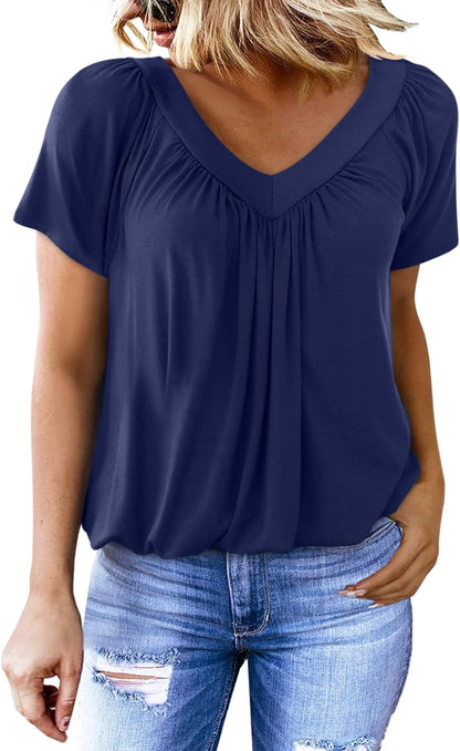 🔥Women's Casual Short Sleeve V Neck Basic T-shirts