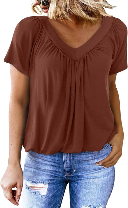 ✨Women's Casual Short Sleeve V Neck Basic T-shirts