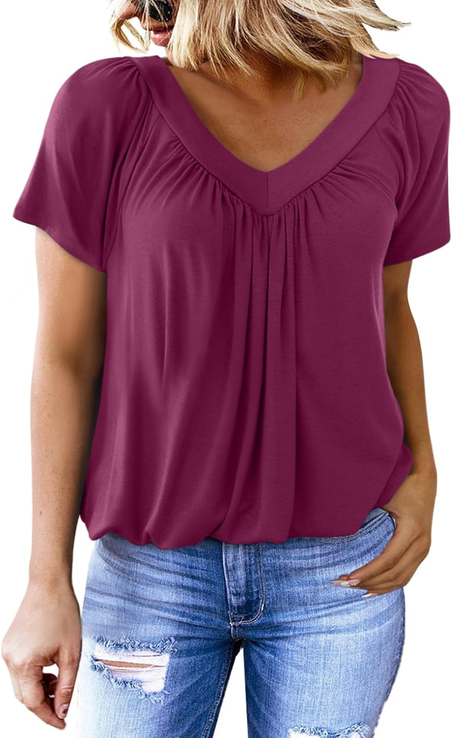 🔥Women's Casual Short Sleeve V Neck Basic T-shirts