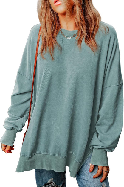 ✨Womens Casual Long Sleeve Crewneck Lightweight Pullover Tops