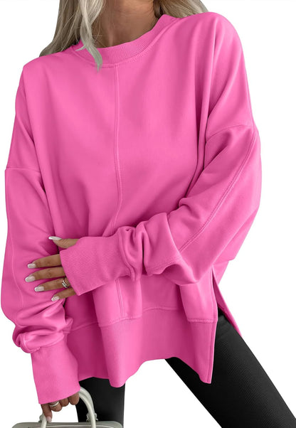 ✨Womens Oversized Thumbhole Long Sleeve Side Slit Pullover Top