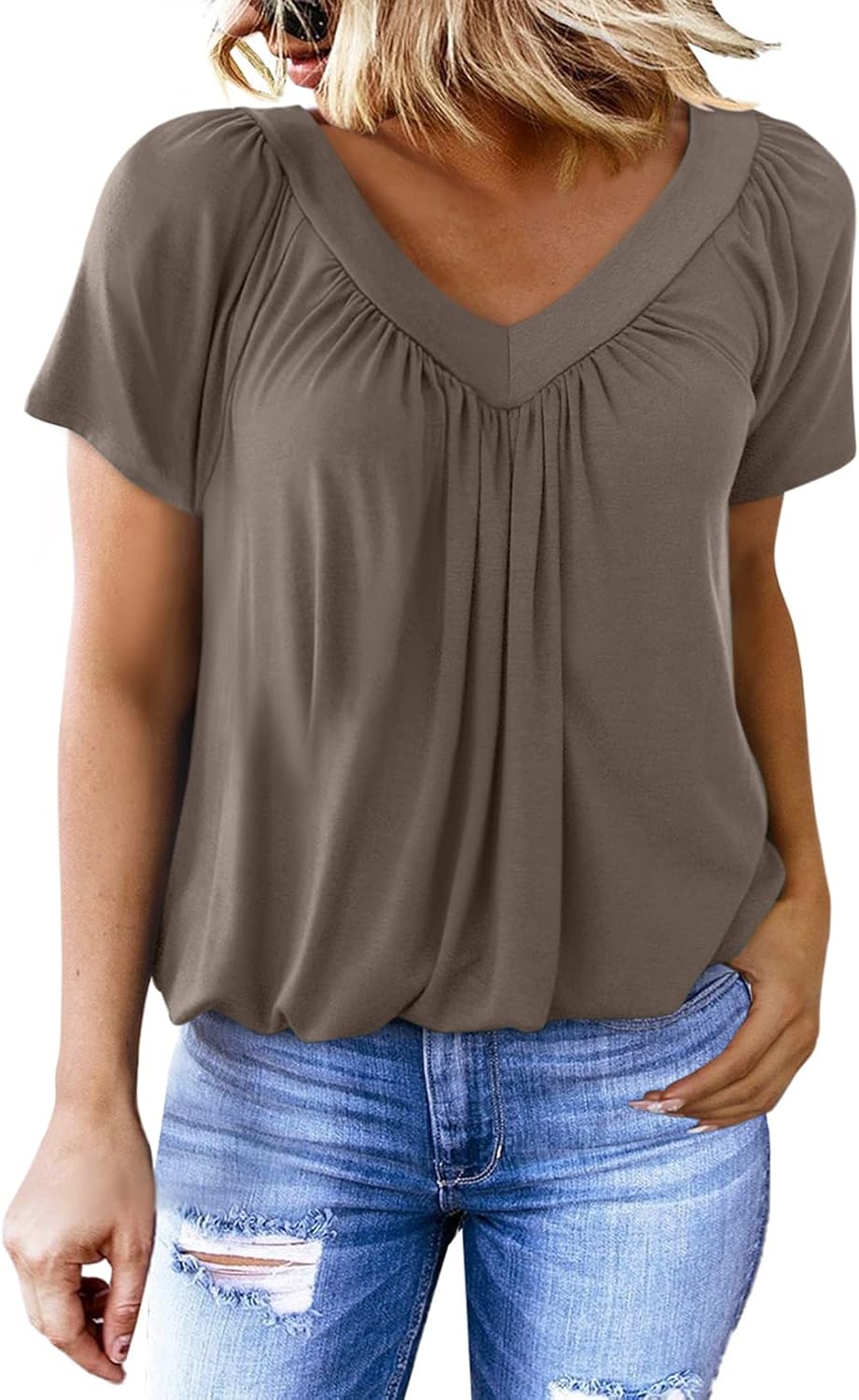 🔥Women's Casual Short Sleeve V Neck Basic T-shirts