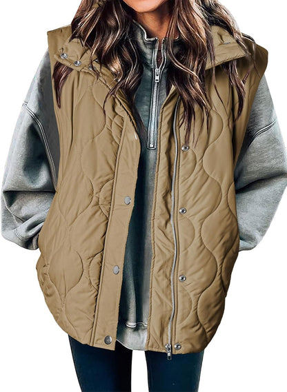⏰Hot Sale-Women Fall Winter Lightweight Quilted Stand Collar Sleeveless Jackets