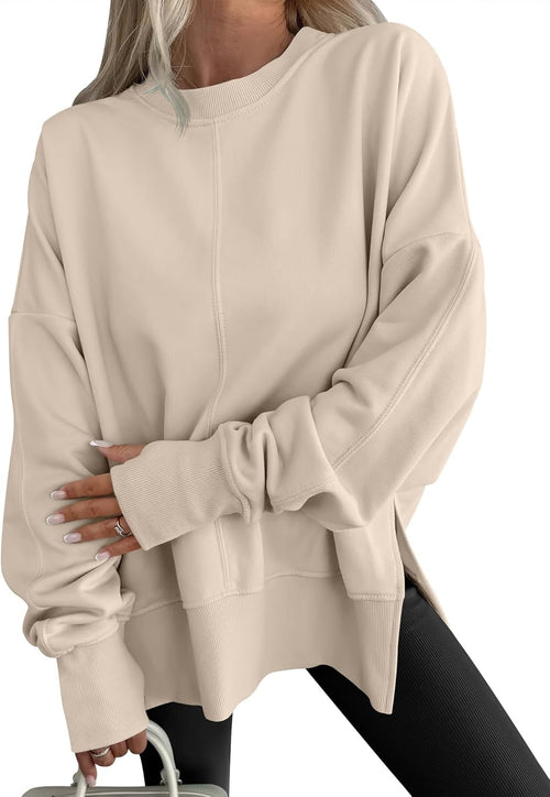 ✨Womens Oversized Thumbhole Long Sleeve Side Slit Pullover Top