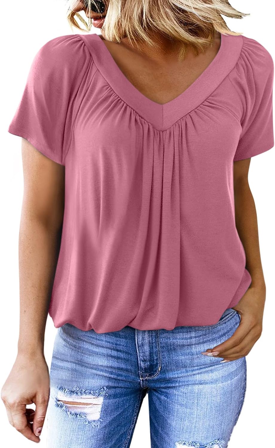 🔥Women's Casual Short Sleeve V Neck Basic T-shirts