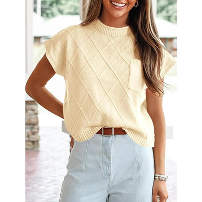 Women's Mock Neck Cap Sleeve Sweater Vest