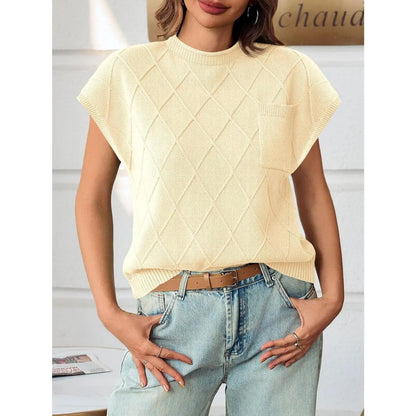 Women's Mock Neck Cap Sleeve Sweater Vest