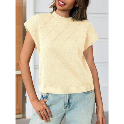 Women's Mock Neck Cap Sleeve Sweater Vest