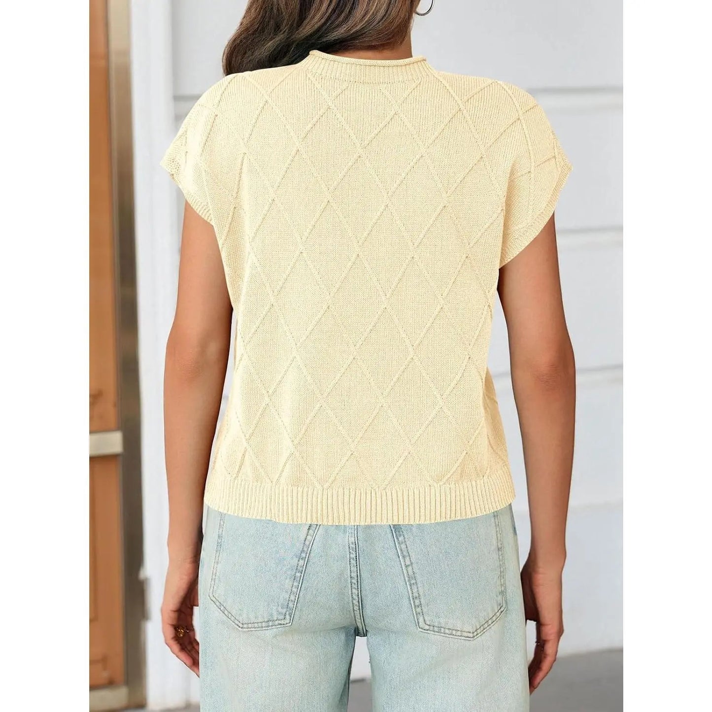 Women's Mock Neck Cap Sleeve Sweater Vest
