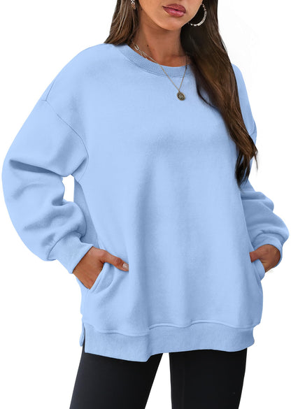 Women's Oversized Fleece Pullover with Hidden Pockets