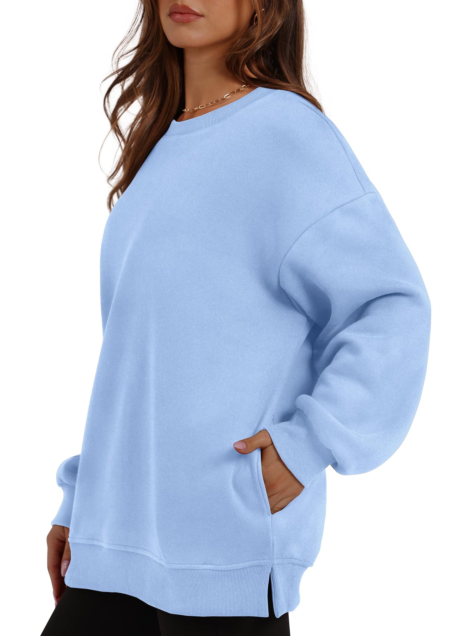 Women's Oversized Fleece Pullover with Hidden Pockets