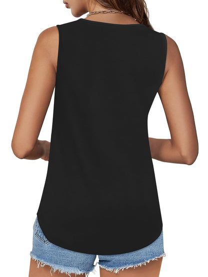 ✨Womens Shirts Casual Square Neck Sleeveless Tunic Tops