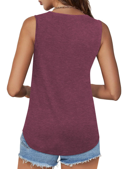 ✨Womens Shirts Casual Square Neck Sleeveless Tunic Tops