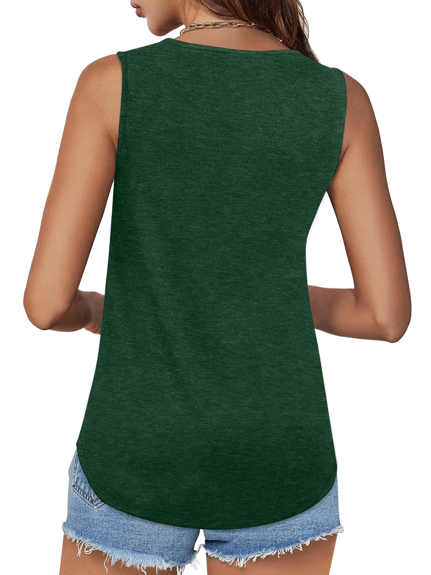 ✨Womens Shirts Casual Square Neck Sleeveless Tunic Tops