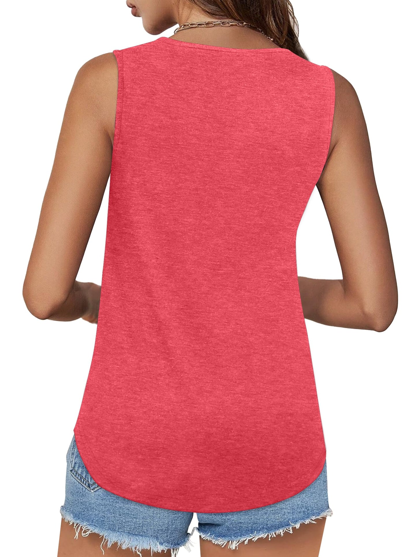 ✨Womens Shirts Casual Square Neck Sleeveless Tunic Tops