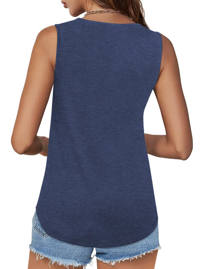 ⏰Hot Sale-Womens Shirts Casual Square Neck Sleeveless Tunic Tops
