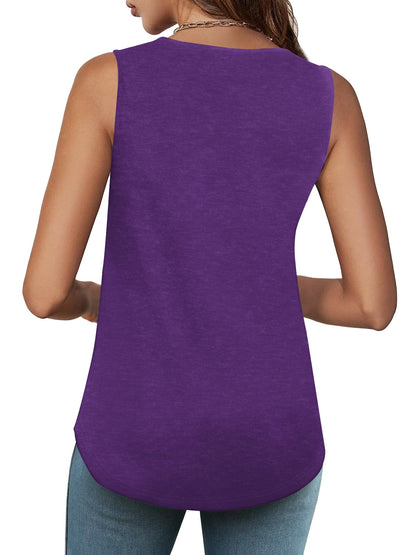 ⏰Hot Sale-Womens Shirts Casual Square Neck Sleeveless Tunic Tops