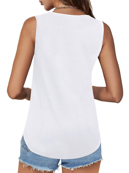 ⏰Hot Sale-Womens Shirts Casual Square Neck Sleeveless Tunic Tops