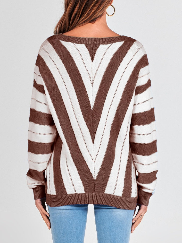 Autumn Striped Color Block Knitted Sweater (BUY 2 10% OFF)