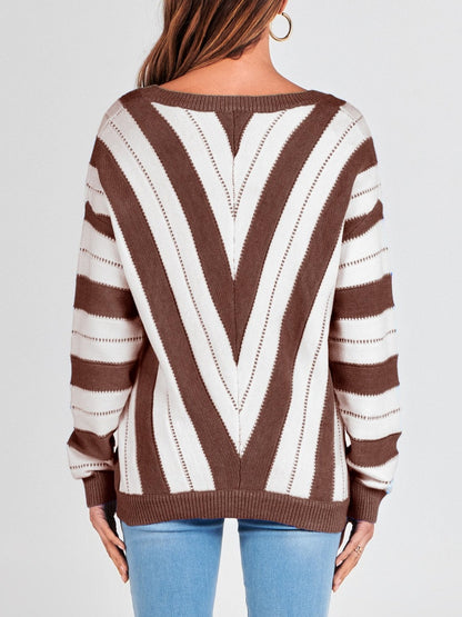 Autumn Striped Color Block Knitted Sweater (BUY 2 10% OFF)