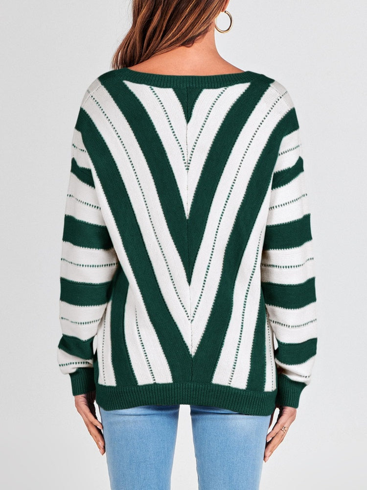 Autumn Striped Color Block Knitted Sweater (BUY 2 10% OFF)