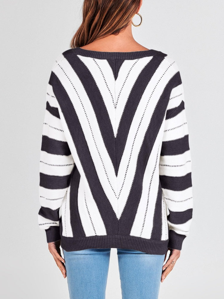 Autumn Striped Color Block Knitted Sweater (BUY 2 10% OFF)