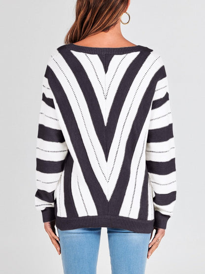 Autumn Striped Color Block Knitted Sweater (BUY 2 10% OFF)