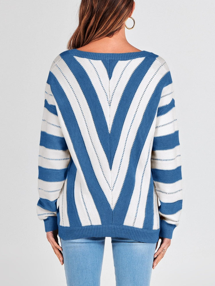 Autumn Striped Color Block Knitted Sweater (BUY 2 10% OFF)