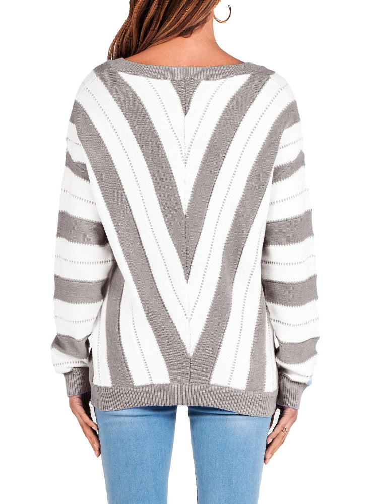Autumn Striped Color Block Knitted Sweater (BUY 2 10% OFF)