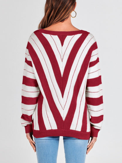 Autumn Striped Color Block Knitted Sweater (BUY 2 10% OFF)