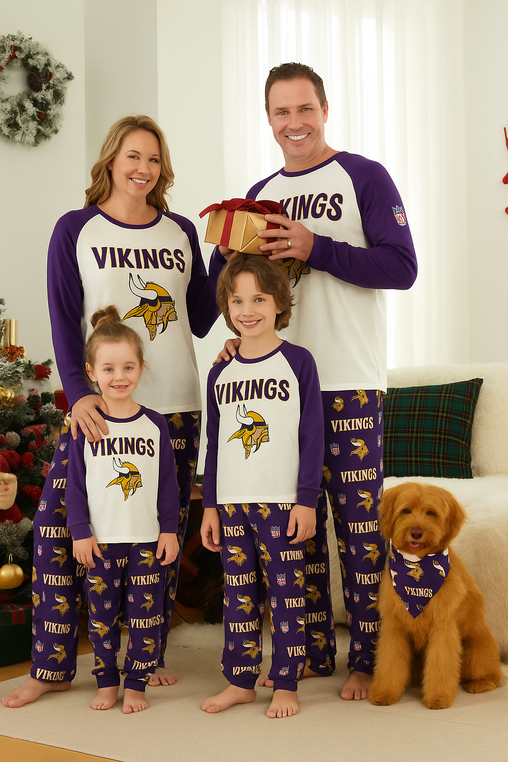 Minnesota Vikings Family Holiday Pajamas Set