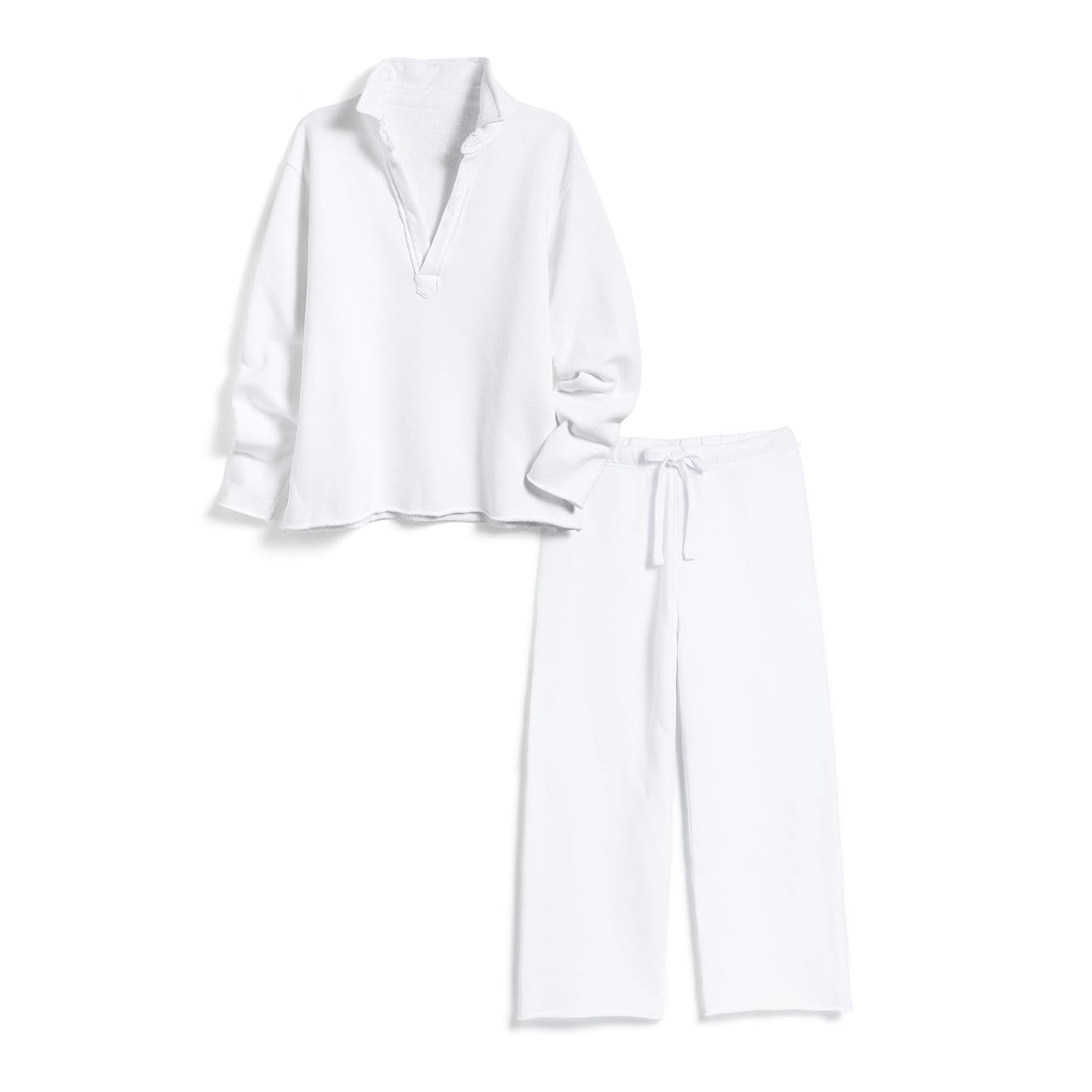 Women's V Neck Pullover Sweatshirts Wide Leg Pants Set